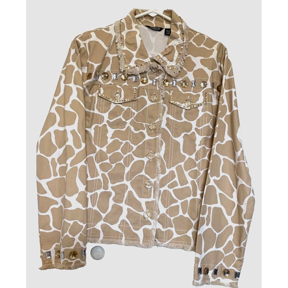 Moka Sport Jacket Womens Adorned w/Glitter and Rhinestones and Buttons Large VTG